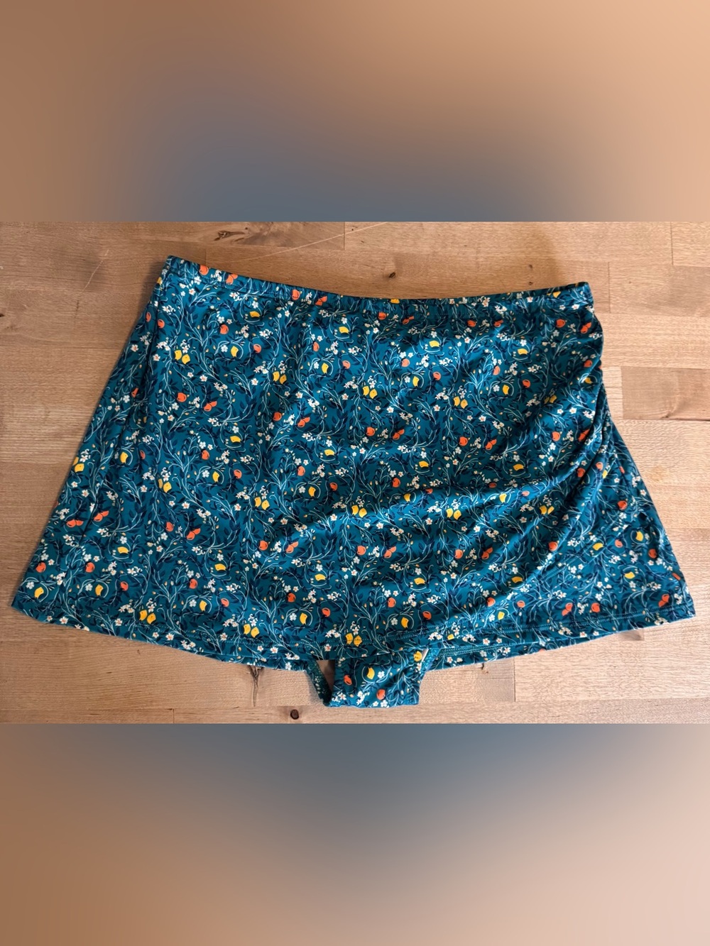 NWT Garnet Hill Teal swim Skort with Yellow & Orange Accents
